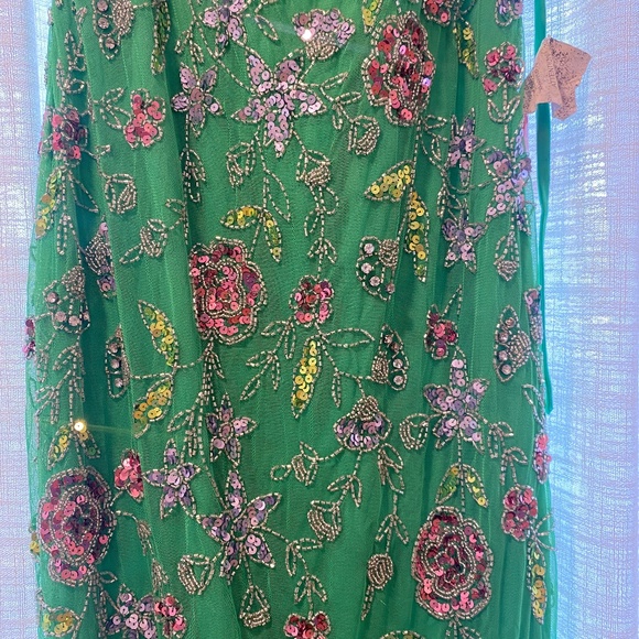 MAC DUGGAL 10808 Hand Beaded Floral Gown with Beaded Spaghetti Straps - Picture 2 of 8